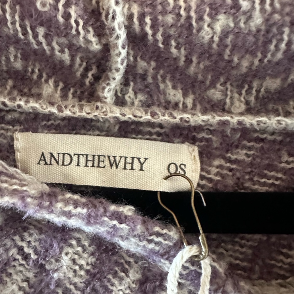 NWT ANDTHEWHY Striped and purple Plaid Poncho One Size - Picture 4 of 5